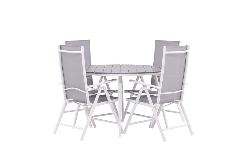 Break Matgrupp Utomhus Rund 120 cm + 4 Break Positionsstol - Vit/Grå - Utemöbler - Utegrupp - Matgrupper utomhus