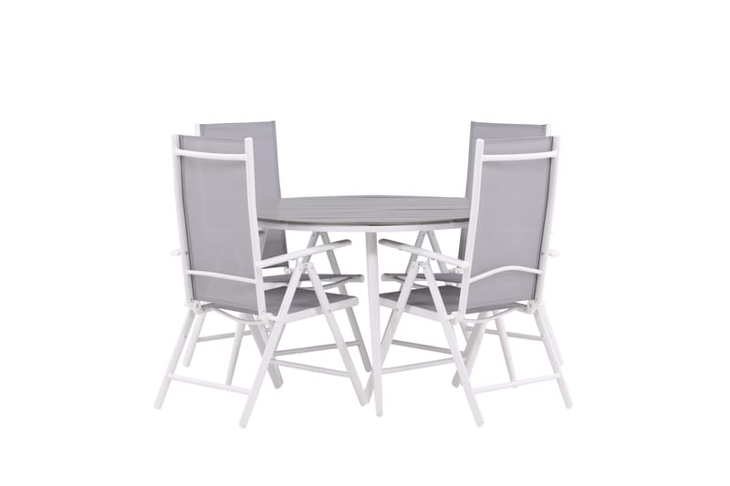 Break Matgrupp Utomhus Rund 120 cm + 4 Break Positionsstol - Vit/Grå - Utemöbler - Utegrupp - Matgrupper utomhus
