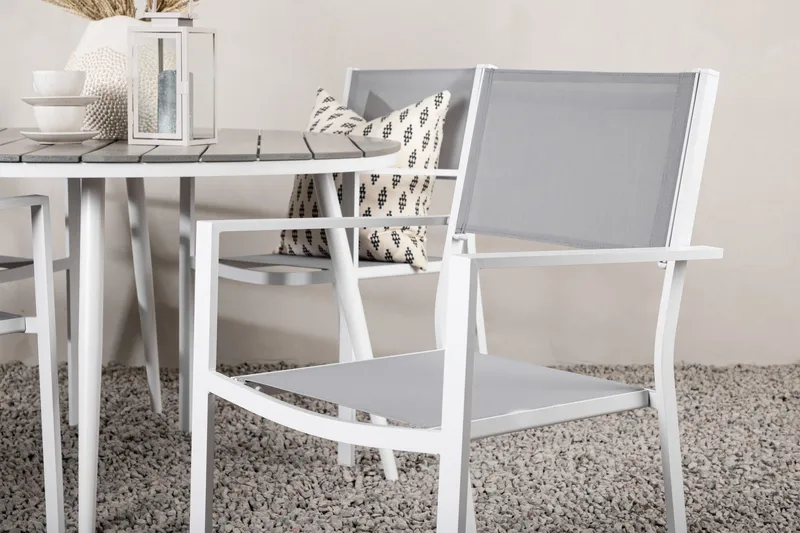 Break Matgrupp Utomhus Rund 120 cm + 4 st Copacabana Stolar - Vit - Utemöbler - Utegrupp - Matgrupper utomhus