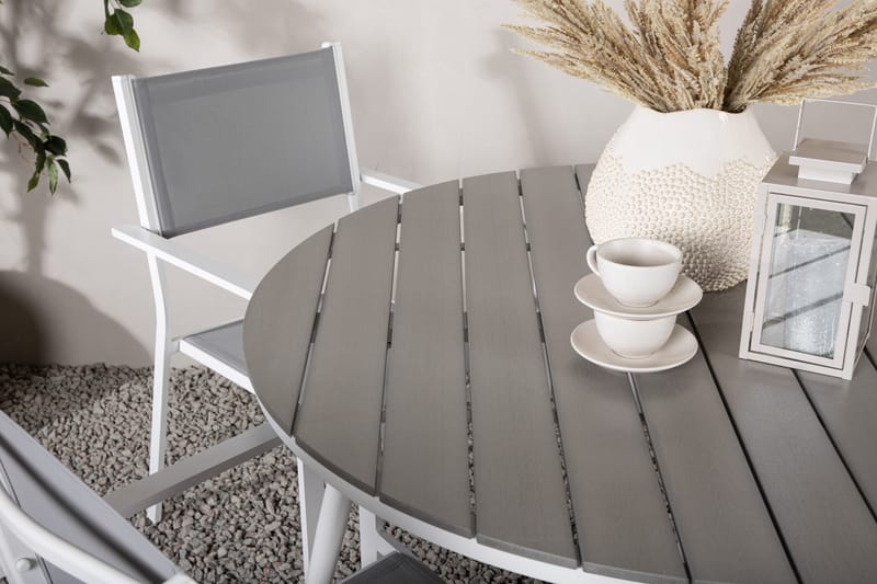 Break Matgrupp Utomhus Rund 120 cm + 4 st Copacabana Stolar - Vit - Utemöbler - Utegrupp - Matgrupper utomhus