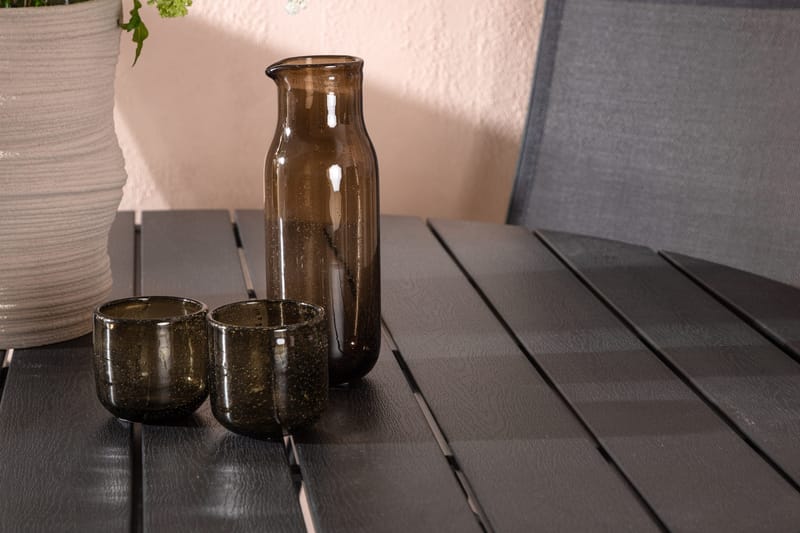 Break Matgrupp Utomhus Rund 120cm + 4 Break Positionsstol - Svart - Utemöbler - Utegrupp - Matgrupper utomhus