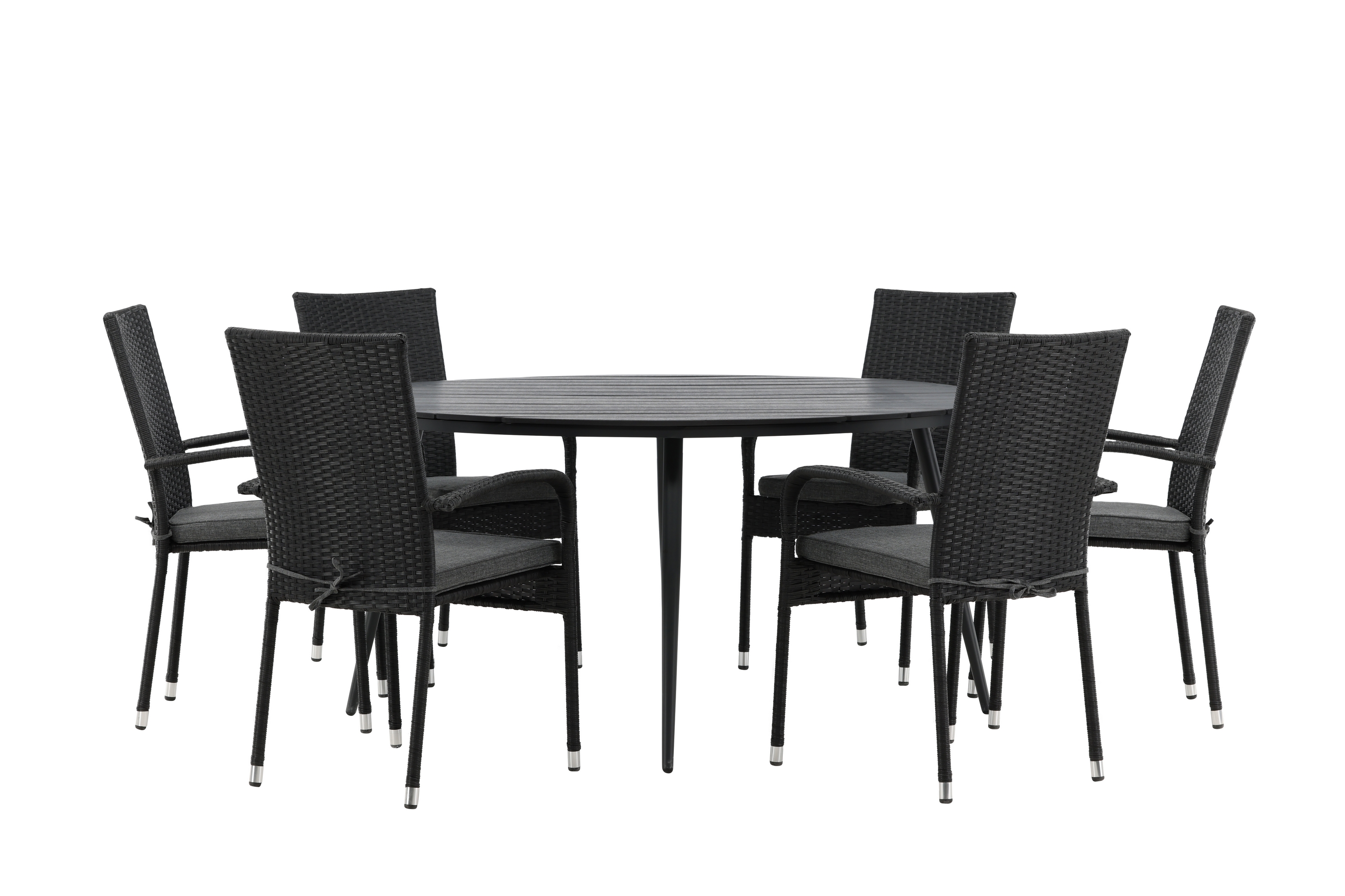 break matgrupp utomhus rund 150 cm + 6 anna matstol - svart