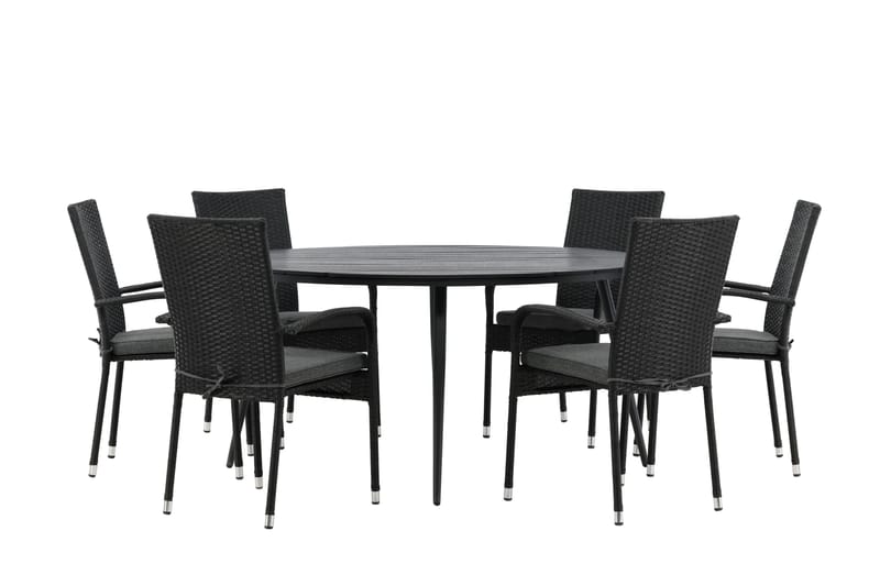 Break Matgrupp Utomhus Rund 150 cm + 6 Anna Matstol, Svart