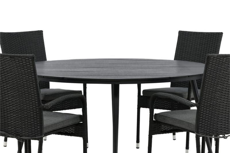 Break Matgrupp Utomhus Rund 150 cm + 6 Anna Matstol - Svart - Utemöbler - Utegrupp - Matgrupper utomhus