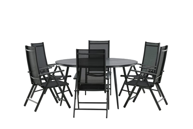 Break Matgrupp Utomhus Rund 150 cm + 6 Break Positionsstol - Svart - Utemöbler - Utegrupp - Matgrupper utomhus