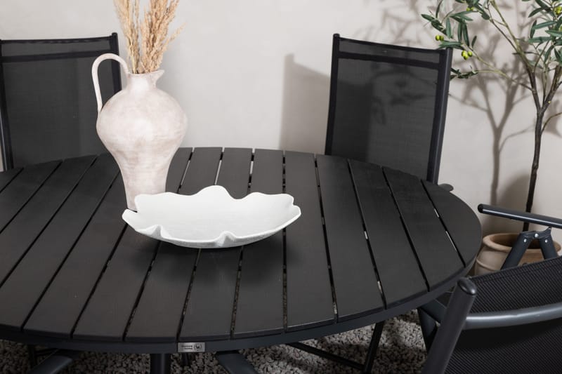 Break Matgrupp Utomhus Rund 150 cm + 6 Break Positionsstol - Svart - Utemöbler - Utegrupp - Matgrupper utomhus