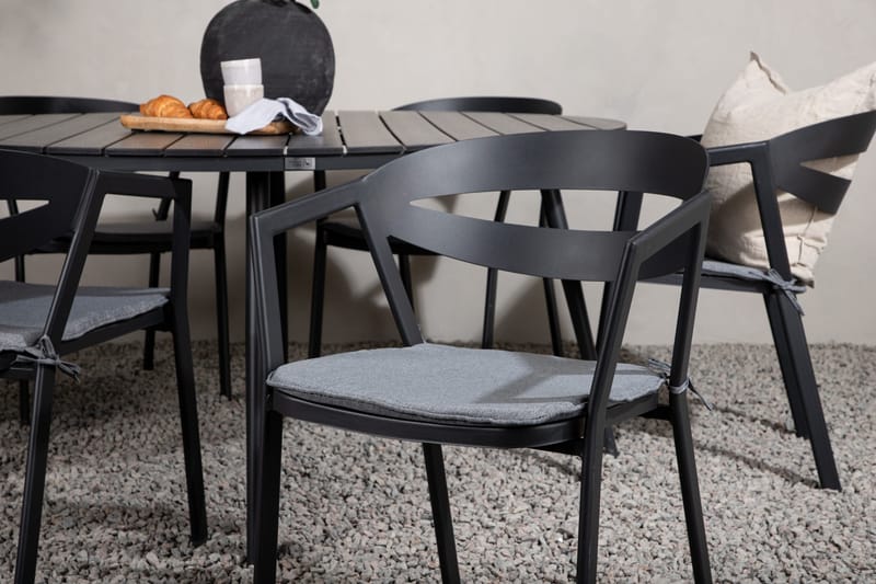 Break Matgrupp Utomhus Rund 150 cm + 6 Slit Matstol - Svart - Utemöbler - Utegrupp - Matgrupper utomhus