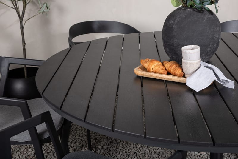 Break Matgrupp Utomhus Rund 150 cm + 6 Slit Matstol - Svart - Utemöbler - Utegrupp - Matgrupper utomhus