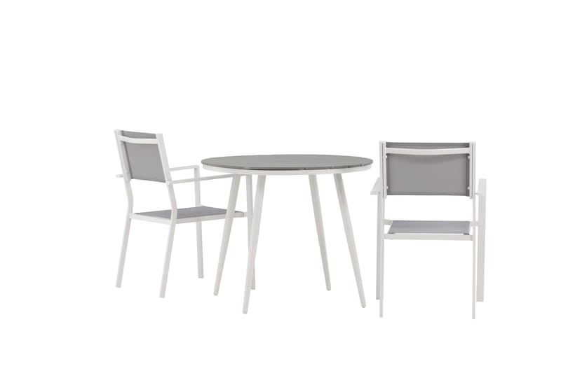 Break Matgrupp Utomhus Rund 70 cm + 2 st Copacabana Stapelbara Stola - Vit - Utemöbler - Utegrupp - Matgrupper utomhus