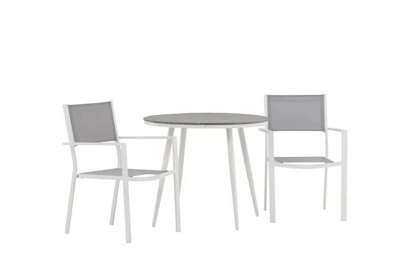 Break Matgrupp Utomhus Rund 70 cm + 2 st Copacabana Stapelbara Stola, Vit