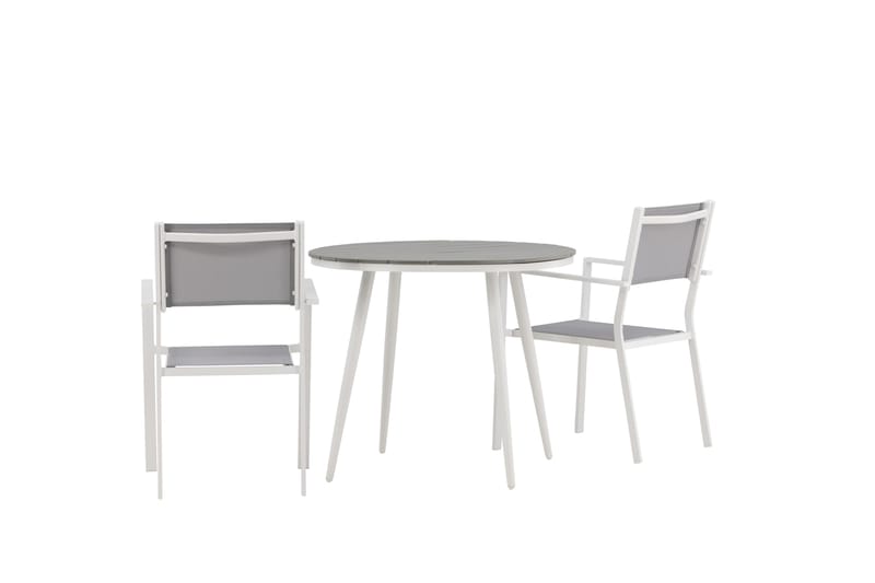 Break Matgrupp Utomhus Rund 70 cm + 2 st Copacabana Stapelbara Stola - Vit - Utemöbler - Utegrupp - Matgrupper utomhus