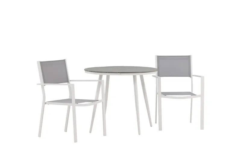 Break Matgrupp Utomhus Rund 70 cm + 2 st Copacabana Stapelbara Stola - Vit - Utemöbler - Utegrupp - Matgrupper utomhus