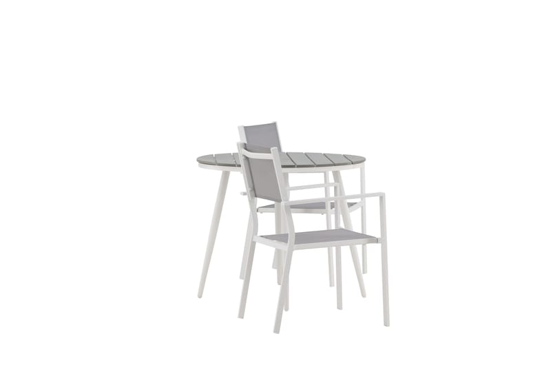 Break Matgrupp Utomhus Rund 70 cm + 2 st Copacabana Stapelbara Stola - Vit - Utemöbler - Utegrupp - Matgrupper utomhus