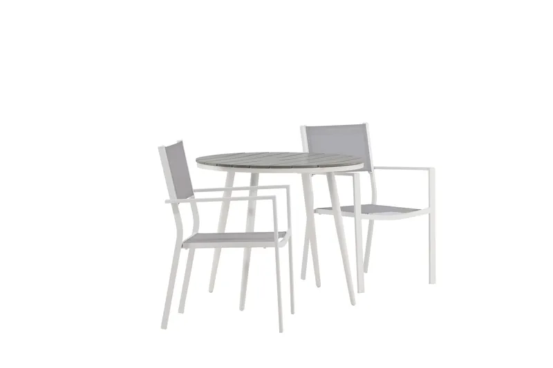 Break Matgrupp Utomhus Rund 70 cm + 2 st Copacabana Stapelbara Stola - Vit - Utemöbler - Utegrupp - Matgrupper utomhus