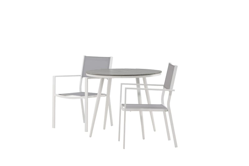 Break Matgrupp Utomhus Rund 70 cm + 2 st Copacabana Stapelbara Stola - Vit - Utemöbler - Utegrupp - Matgrupper utomhus