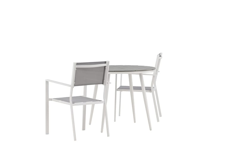 Break Matgrupp Utomhus Rund 70 cm + 2 st Copacabana Stapelbara Stola - Vit - Utemöbler - Utegrupp - Matgrupper utomhus