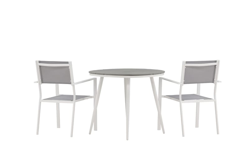 Break Matgrupp Utomhus Rund 70 cm + 2 st Copacabana Stapelbara Stola - Vit - Utemöbler - Utegrupp - Matgrupper utomhus