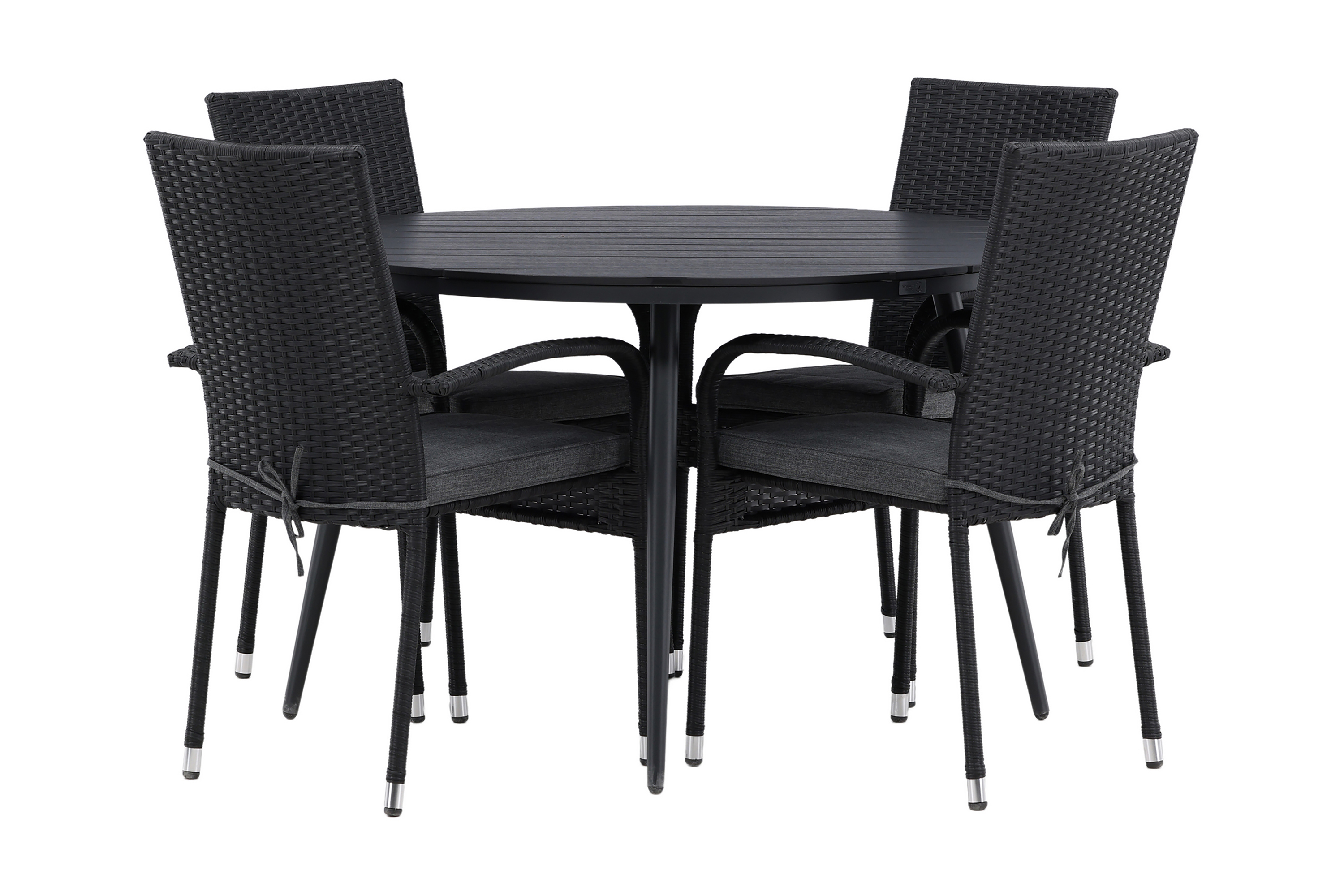 break matgrupp utomhus rund ø120cm + 4 anna matstolar - beige/svart