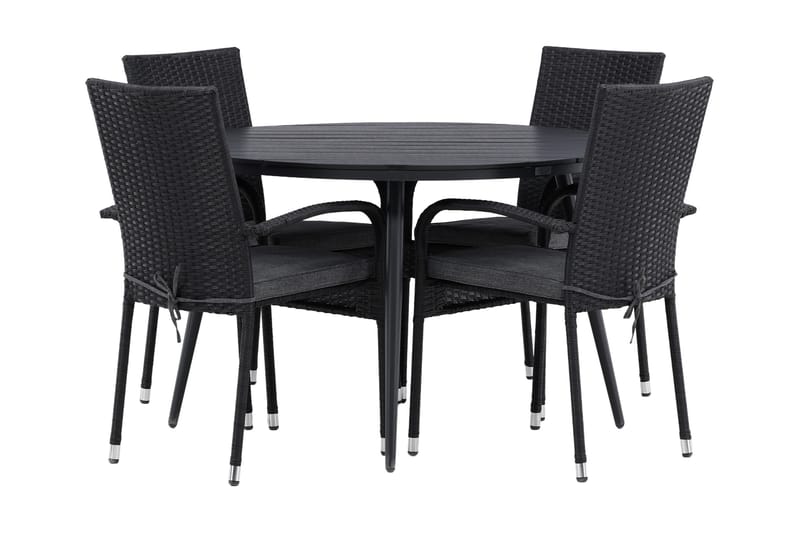 Break Matgrupp Utomhus Rund Ø120cm + 4 Anna Matstolar, Beige/Svart