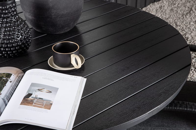 Break Matgrupp Utomhus Rund Ø120cm + 4 Anna Matstolar - Beige/Svart - Utemöbler - Utegrupp - Matgrupper utomhus