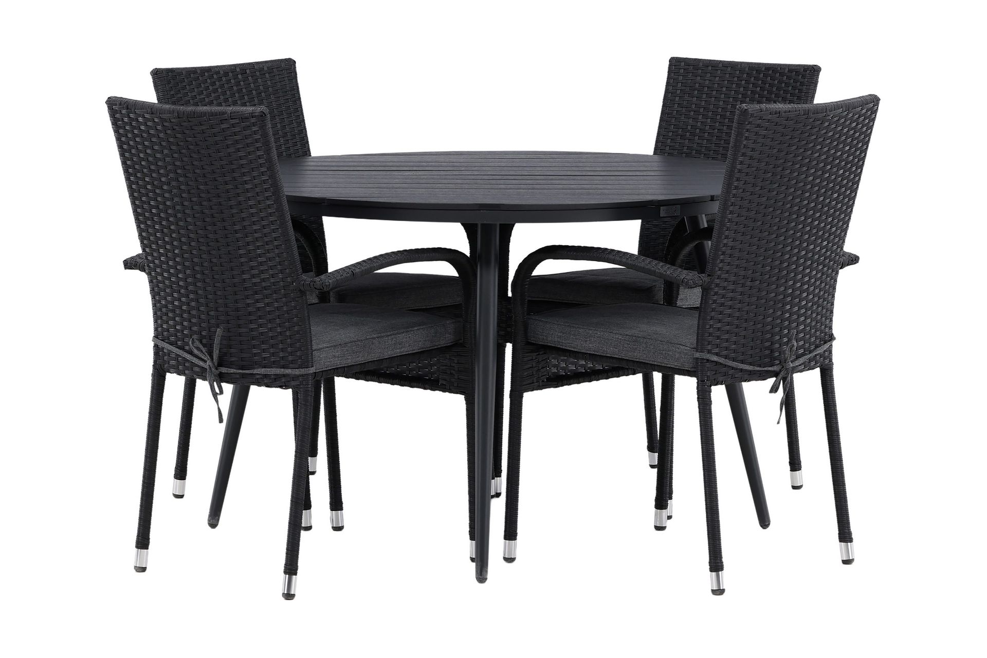 break matgrupp utomhus rund ø120cm + 4 anna matstolar - beige/svart