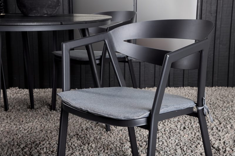 Break Matgrupp Utomhus Rund Ø120cm + 4 Slit Matstolar - Beige/Svart - Utemöbler - Utegrupp - Matgrupper utomhus