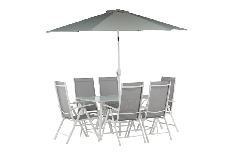 Brekki Matgrupp Utomhus 150cm + 6 Matstolar Utomhus - Grå/Vit - Utemöbler - Utegrupp - Matgrupper utomhus