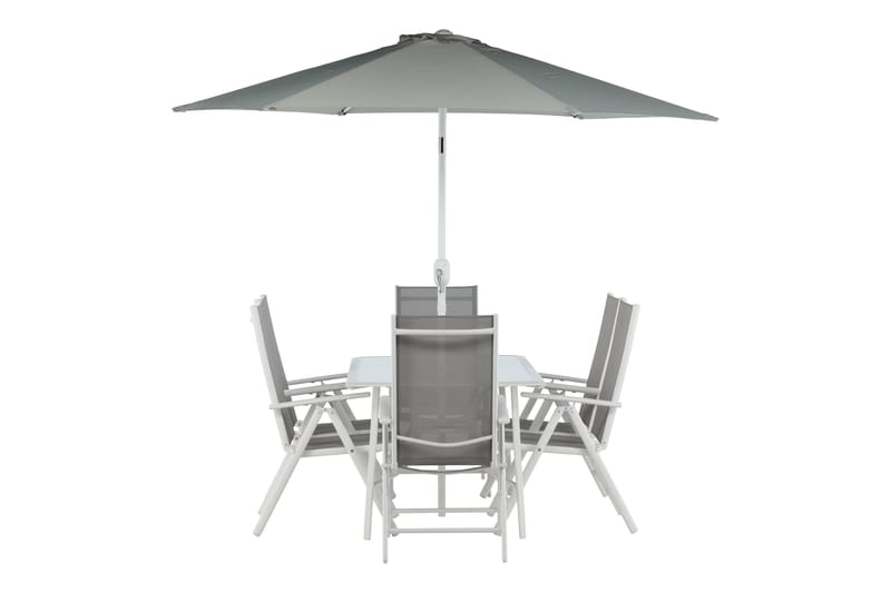 Brekki Matgrupp Utomhus 150cm + 6 Matstolar Utomhus - Grå/Vit - Utemöbler - Utegrupp - Matgrupper utomhus
