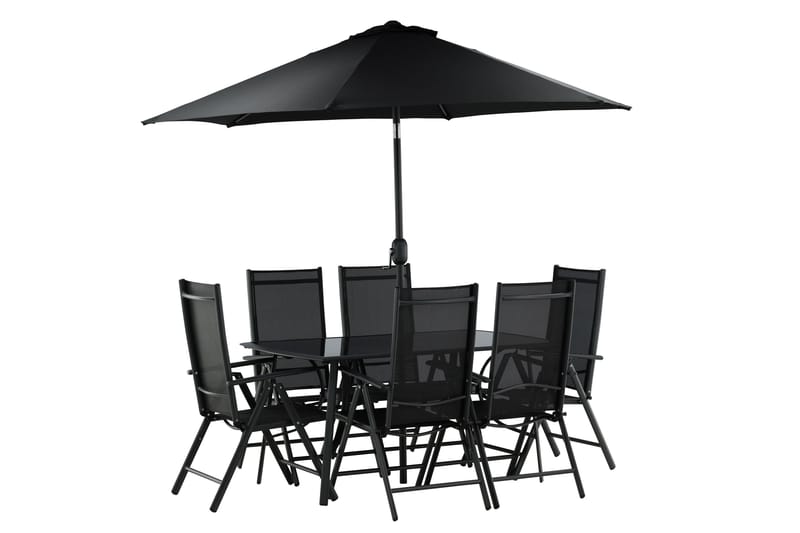 Brekki Matgrupp Utomhus 150cm + 6 Matstolar Utomhus - Svart - Utemöbler - Utegrupp - Matgrupper utomhus