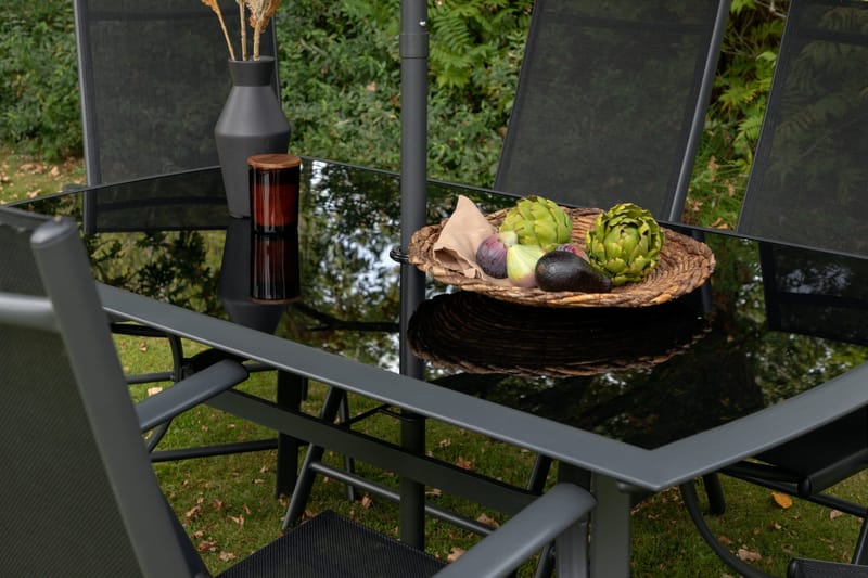 Brekki Matgrupp Utomhus 150cm + 6 Matstolar Utomhus - Svart - Utemöbler - Utegrupp - Matgrupper utomhus