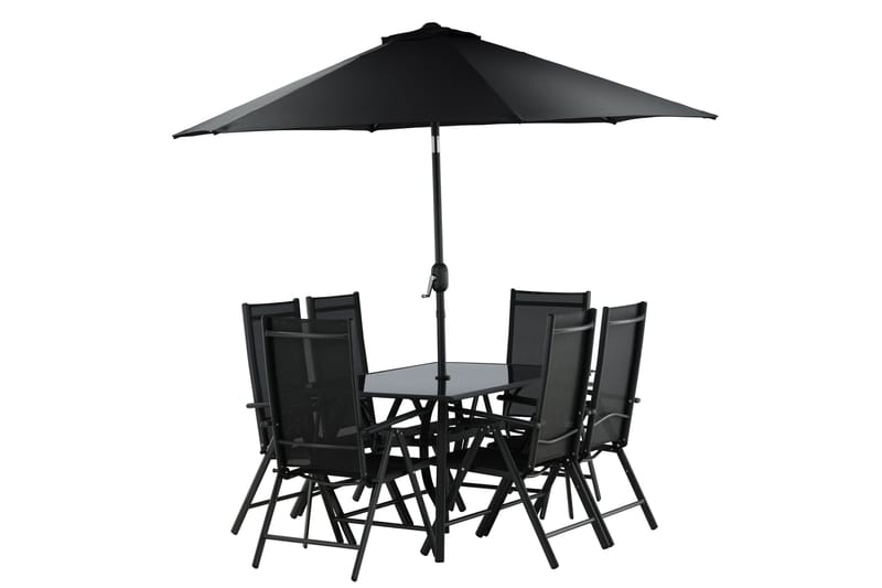 Brekki Matgrupp Utomhus 150cm + 6 Matstolar Utomhus - Svart - Utemöbler - Utegrupp - Matgrupper utomhus