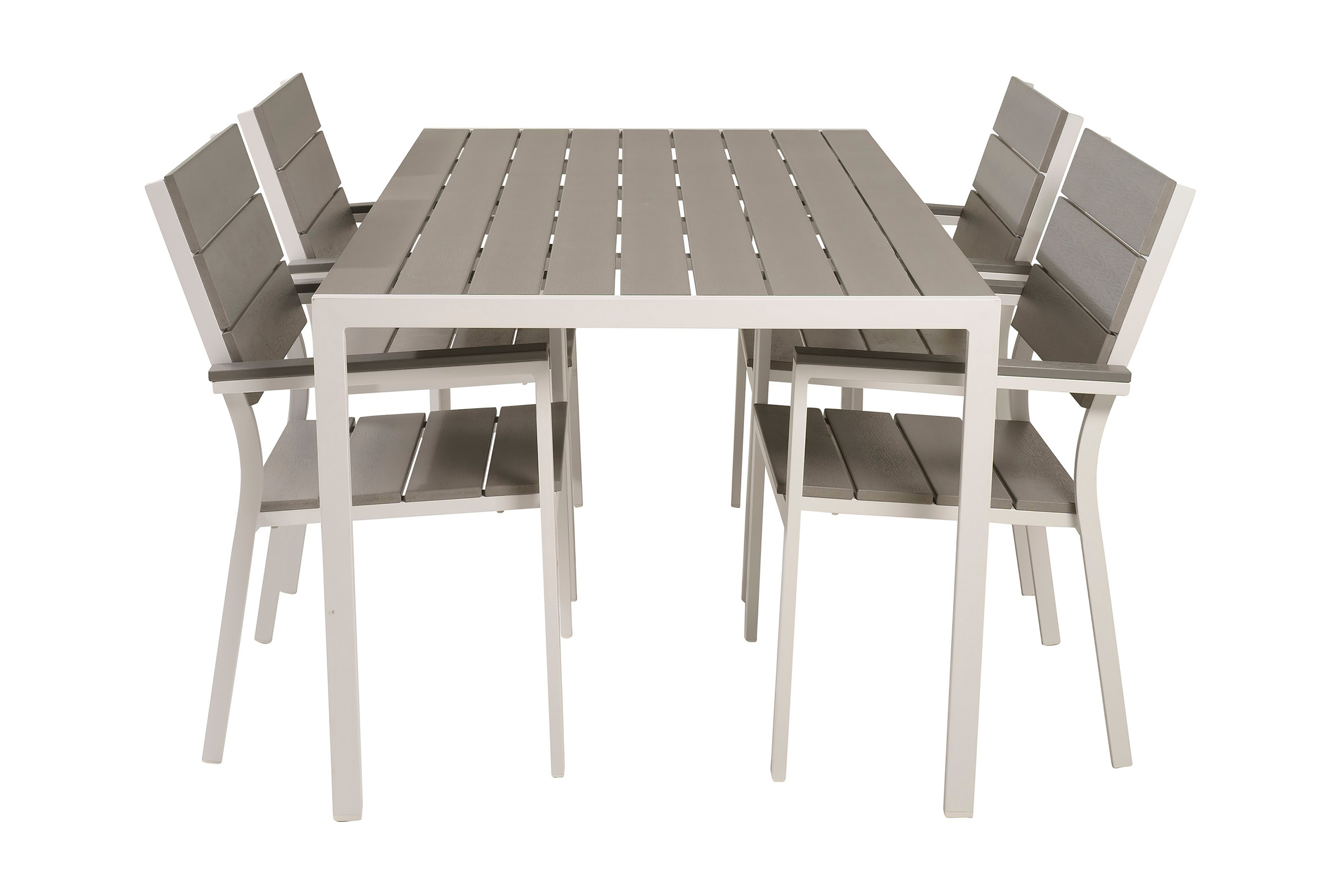buitepos matgrupp utomhus + 4 konob stolar polywood/vit -