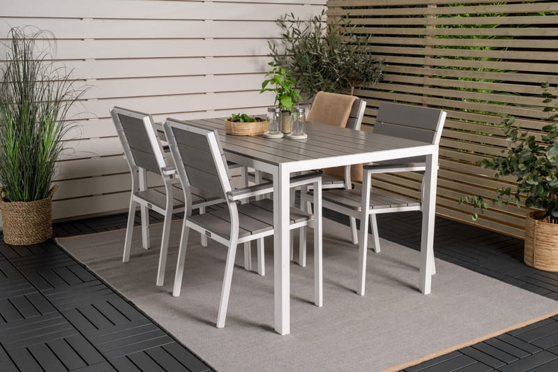 Buitepos Matgrupp Utomhus inkl 4 Konob Stolar - Polywood/Vit - Utemöbler - Utegrupp - Matgrupper utomhus