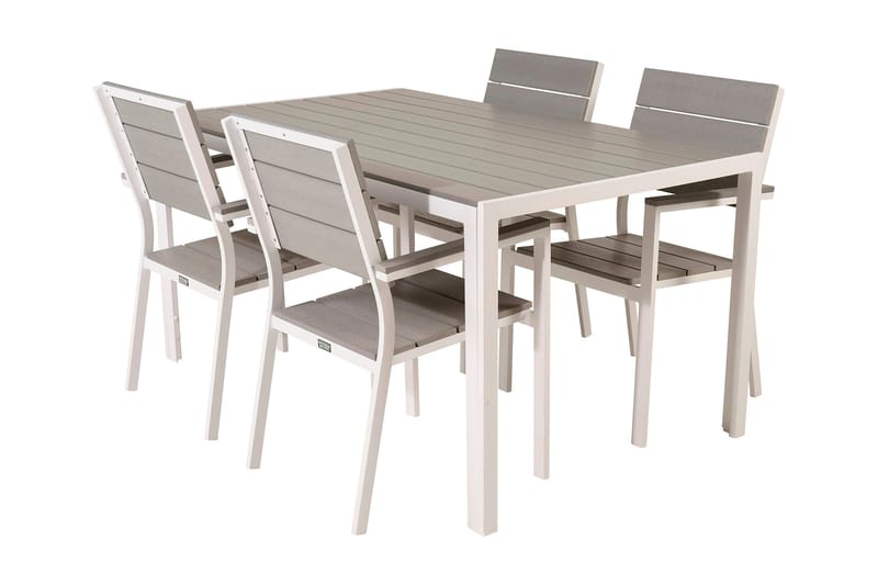 Buitepos Matgrupp Utomhus inkl 4 Konob Stolar - Polywood/Vit - Utemöbler - Utegrupp - Matgrupper utomhus