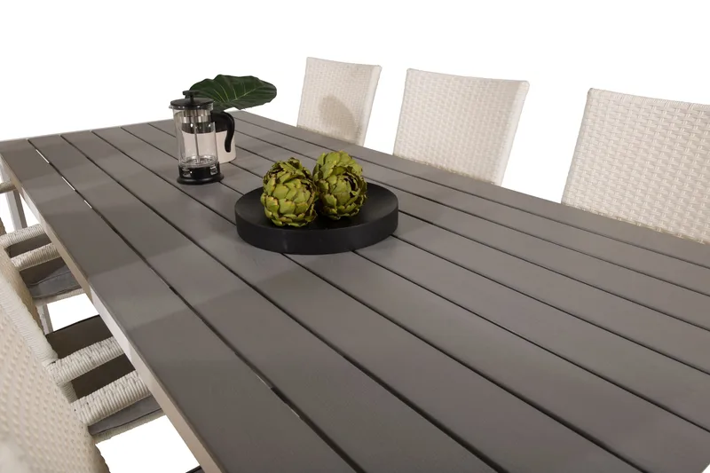 Buitepos Matgrupp Utomhus inkl 6 Ariamab Karmstolar - Polywood/Vit - Utemöbler - Utegrupp - Matgrupper utomhus