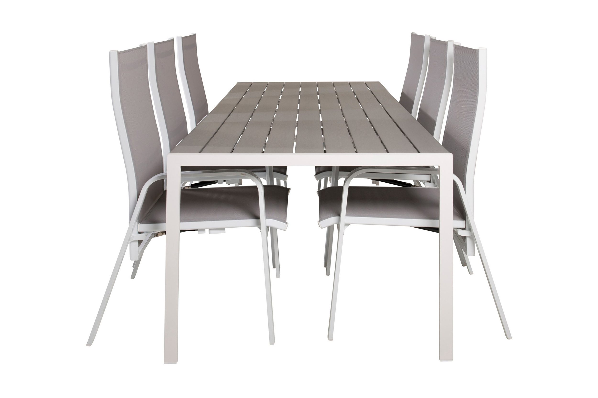 buitepos matgrupp utomhus inkl 6 dusternbrook karmstolar - polywood/vit