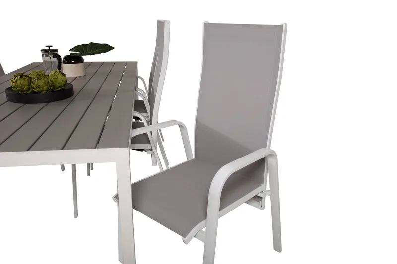 Buitepos Matgrupp Utomhus inkl 6 Dusternbrook Karmstolar - Polywood/Vit - Utemöbler - Utegrupp - Matgrupper utomhus