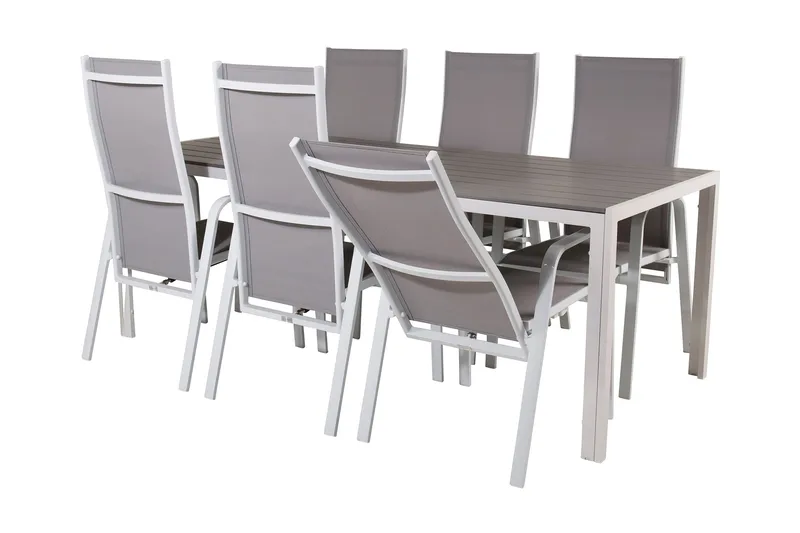 Buitepos Matgrupp Utomhus inkl 6 Dusternbrook Karmstolar - Polywood/Vit - Utemöbler - Utegrupp - Matgrupper utomhus