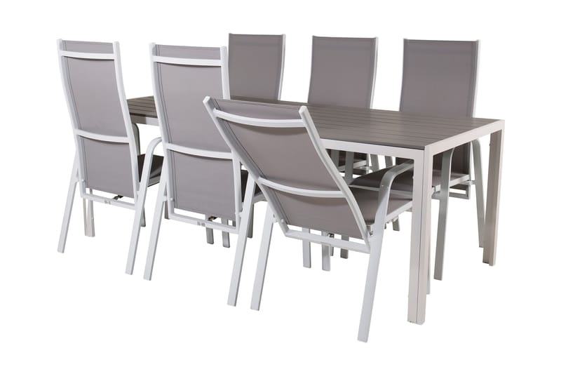 Buitepos Matgrupp Utomhus inkl 6 Dusternbrook Karmstolar - Polywood/Vit - Utemöbler - Utegrupp - Matgrupper utomhus