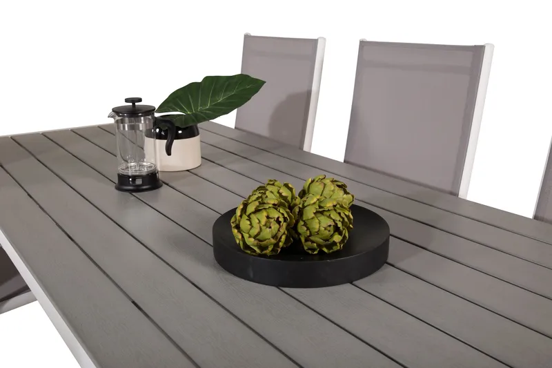 Buitepos Matgrupp Utomhus inkl 6 Positionsstolar - Polywood/Vit - Utemöbler - Utegrupp - Matgrupper utomhus