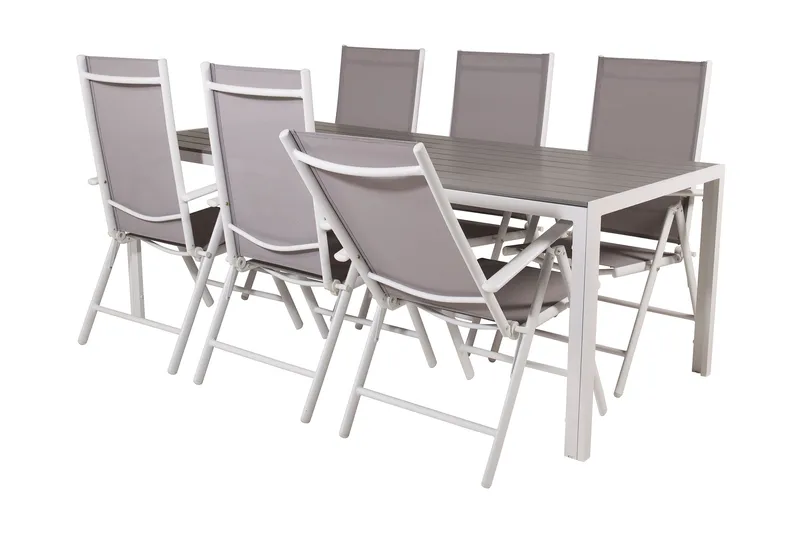 Buitepos Matgrupp Utomhus inkl 6 Positionsstolar - Polywood/Vit - Utemöbler - Utegrupp - Matgrupper utomhus