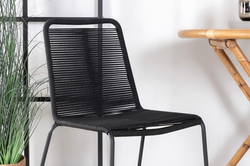 Cane Matgrupp Utomhus Rund Ø80cm + 2 Lindos Stapelbara Matstolar - Vit - Utemöbler - Utegrupp - Matgrupper utomhus