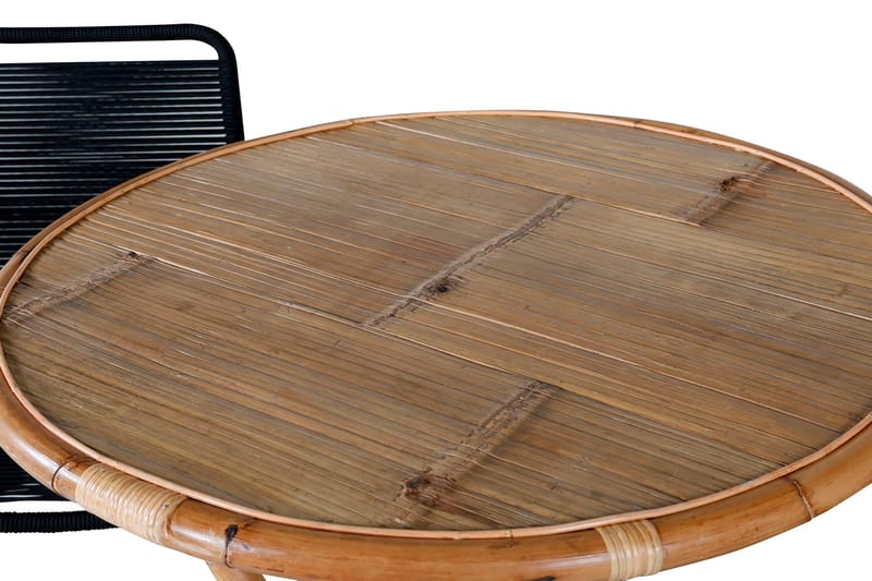 Cane Matgrupp Utomhus Rund Ø80cm + 2 Lindos Stapelbara Matstolar - Vit - Utemöbler - Utegrupp - Matgrupper utomhus