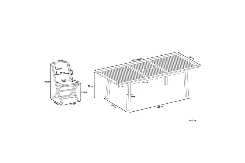 Cesana Trädgårdsmöbelset Med Utebord+8 Utestolar - Trä/Natur - Utemöbler - Utegrupp - Matgrupper utomhus