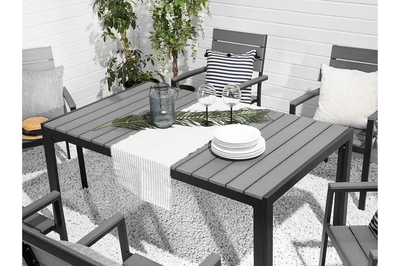 Como Trädgårdsmöbelset Med Utebord+6 Utestolar - Grå - Utemöbler - Utegrupp - Matgrupper utomhus