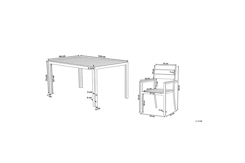 Como Trädgårdsmöbelset Med Utebord+6 Utestolar - Grå - Utemöbler - Utegrupp - Matgrupper utomhus