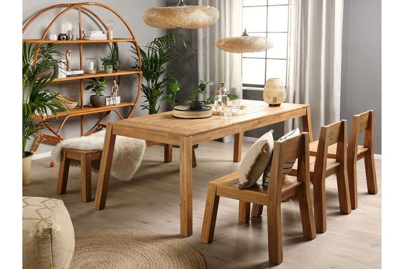 Coteto Matgrupp Utomhus 225 cm + 3 Utestolar + Bänk Utomhus - Akacia - Utemöbler - Utegrupp - Matgrupper utomhus