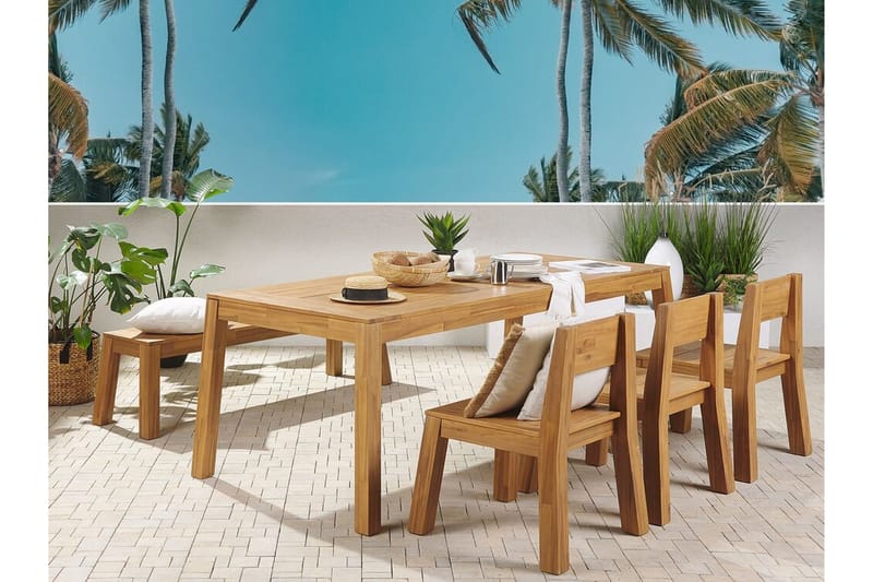 Coteto Matgrupp Utomhus 225 cm + 3 Utestolar + Bänk Utomhus - Akacia - Utemöbler - Utegrupp - Matgrupper utomhus