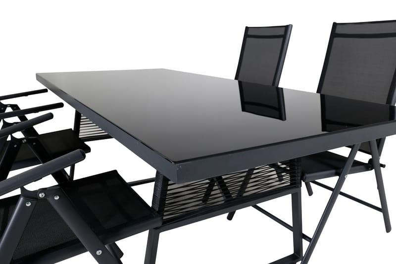 Dallas Matgrupp Utomhus 193cm + 4 Break Positionsstolar - Svart/Grå - Utemöbler - Utegrupp - Matgrupper utomhus