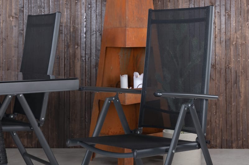 Dallas Matgrupp Utomhus 193cm + 4 Break Positionsstolar - Svart/Grå - Utemöbler - Utegrupp - Matgrupper utomhus